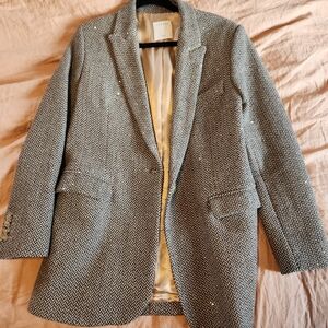 Sandro Paule Herringbone Sequin Blazer